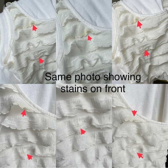 Ann Taylor Loft Off-White Ruffle See Through Tank Top Women’s XS - Picture 10 of 14